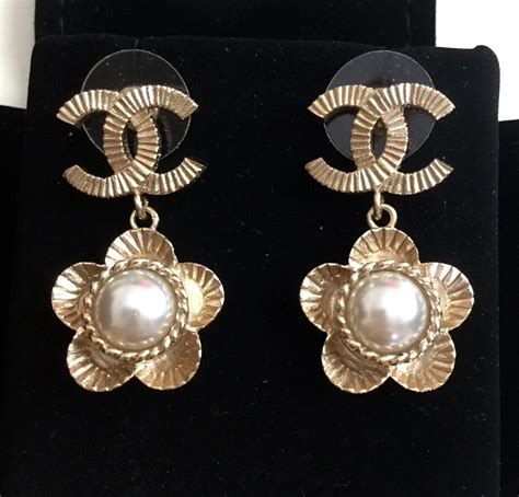 chanel dangle pearl earrings replica|vintage Chanel dangle earrings.